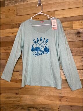 Be Yourself Shirt Women's NWT XL Cabin Fever Green Lightweight Long Sleeve